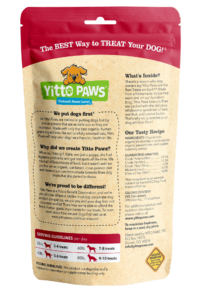 Yitto Paws organic dog Blueberry Granola Bites back of pouch