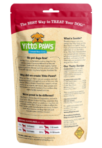 Yitto Paws organic dog Strawberry Granola Bites back of pouch