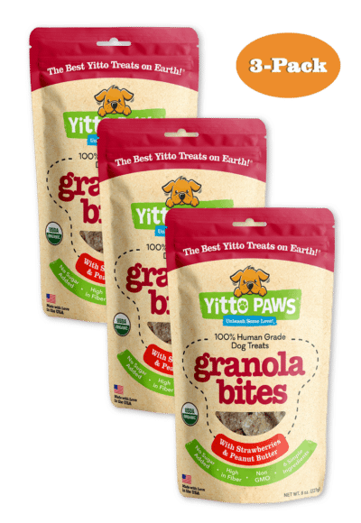 Yitto Paws organic dog treats Strawberry 3-Pack of Granola Bites