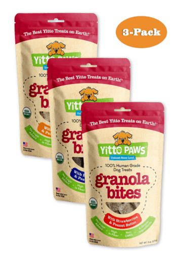 Yitto Paws organic dog treats Variety 3-Pack of Granola Bites