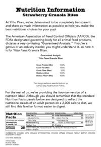 Yitto Paws Strawberry Granola Bites Organic Dog Treats Nutrition Information