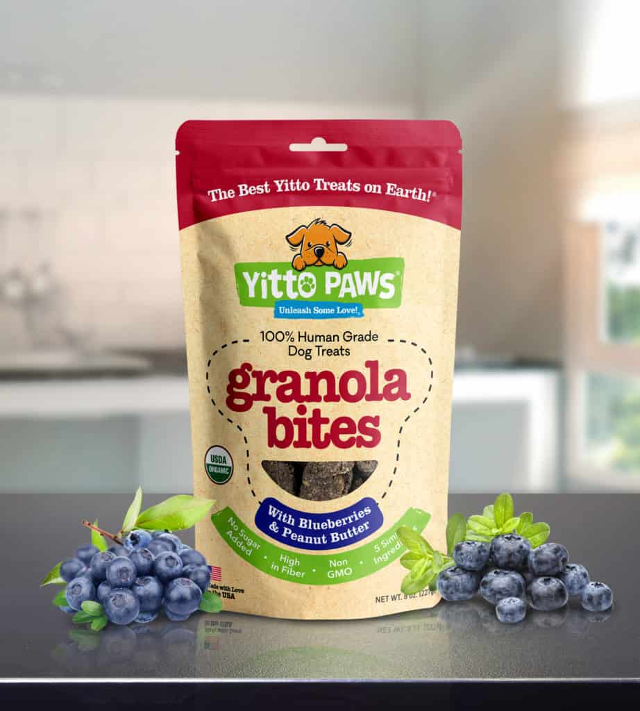 Can dogs eat blueberries? Yitto Paws Blueberry Granola Bites are organic, human grade, and as delicious as they are nutritious.