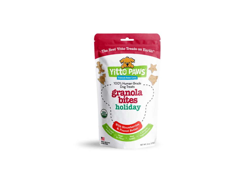 Yitto Paws plans to launch their Holiday Strawberry Granola Bites Human Grade Dog Treats soon!