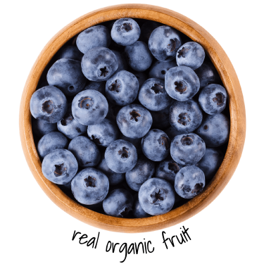 wooden bowl of organic blueberries