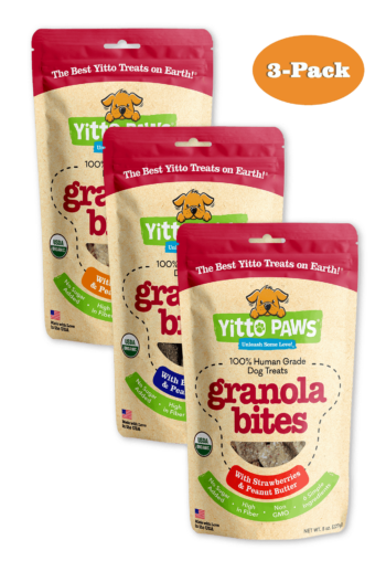 Yitto Paws organic dog treats Variety 3-Pack of Granola Bites